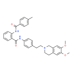 ChemSpider 2D Image | N-{4-[2-(6,7-Dimethoxy-3,4-dihydro-2(1H)-isoquinolinyl)ethyl]phenyl}-2-[(4-methylbenzoyl)amino]benzamide | C34H35N3O4