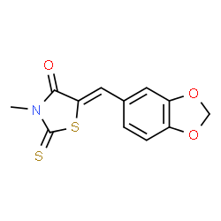 ChemSpider 2D Image | (5Z)-5-(1,3-Benzodioxol-5-ylmethylene)-3-methyl-2-thioxo-1,3-thiazolidin-4-one | C12H9NO3S2