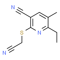 ChemSpider 2D Image | 2-[(Cyanomethyl)sulfanyl]-6-ethyl-5-methylnicotinonitrile | C11H11N3S
