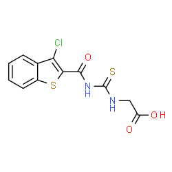 ChemSpider 2D Image | N-{[(3-Chloro-1-benzothiophen-2-yl)carbonyl]carbamothioyl}glycine | C12H9ClN2O3S2