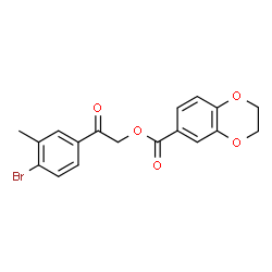 ChemSpider 2D Image | 2-(4-Bromo-3-methylphenyl)-2-oxoethyl 2,3-dihydro-1,4-benzodioxine-6-carboxylate | C18H15BrO5