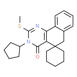 ChemSpider 2D Image | 3-Cyclopentyl-2-(methylsulfanyl)-3H-spiro[benzo[h]quinazoline-5,1'-cyclohexan]-4(6H)-one | C23H28N2OS