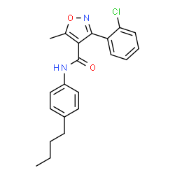 ChemSpider 2D Image | N-(4-Butylphenyl)-3-(2-chlorophenyl)-5-methyl-1,2-oxazole-4-carboxamide | C21H21ClN2O2