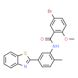 ChemSpider 2D Image | N-[5-(1,3-Benzothiazol-2-yl)-2-methylphenyl]-5-bromo-2-methoxybenzamide | C22H17BrN2O2S