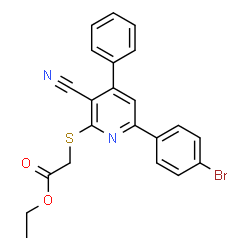 ChemSpider 2D Image | Ethyl {[6-(4-bromophenyl)-3-cyano-4-phenyl-2-pyridinyl]sulfanyl}acetate | C22H17BrN2O2S