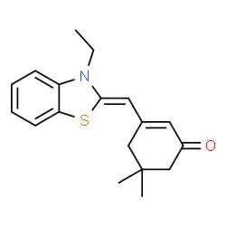 ChemSpider 2D Image | 3-(3-Ethyl-3H-benzothiazol-2-ylidenemethyl)-5,5-dimethyl-cyclohex-2-enone | C18H21NOS