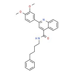 ChemSpider 2D Image | 2-(3,4-Dimethoxyphenyl)-N-(4-phenylbutyl)-4-quinolinecarboxamide | C28H28N2O3
