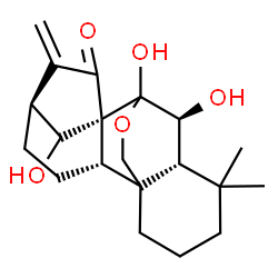 ChemSpider 2D Image | (5beta,6beta,8alpha,9beta,10xi,13alpha,14S)-6,7,14-Trihydroxy-7,20-epoxykaur-16-en-15-one | C20H28O5