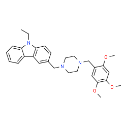 ChemSpider 2D Image | 9-Ethyl-3-[4-(2,4,5-trimethoxy-benzyl)-piperazin-1-ylmethyl]-9H-carbazole | C29H35N3O3