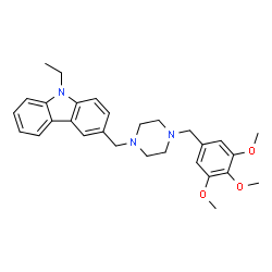 ChemSpider 2D Image | 9-Ethyl-3-[4-(3,4,5-trimethoxy-benzyl)-piperazin-1-ylmethyl]-9H-carbazole | C29H35N3O3