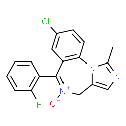 ChemSpider 2D Image | 8-Chloro-6-(2-fluorophenyl)-1-methyl-4H-imidazo[1,5-a][1,4]benzodiazepine 5-oxide | C18H13ClFN3O