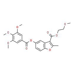 ChemSpider 2D Image | 2-Methoxyethyl 2-methyl-5-[(3,4,5-trimethoxybenzoyl)oxy]-1-benzofuran-3-carboxylate | C23H24O9