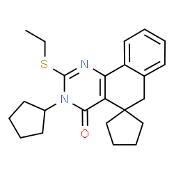 ChemSpider 2D Image | 3-Cyclopentyl-2-(ethylsulfanyl)-3H-spiro[benzo[h]quinazoline-5,1'-cyclopentan]-4(6H)-one | C23H28N2OS