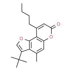 ChemSpider 2D Image | 9-Butyl-4-methyl-3-(2-methyl-2-propanyl)-7H-furo[2,3-f]chromen-7-one | C20H24O3