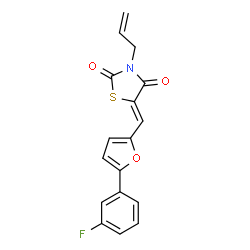 ChemSpider 2D Image | (5Z)-3-Allyl-5-{[5-(3-fluorophenyl)-2-furyl]methylene}-1,3-thiazolidine-2,4-dione | C17H12FNO3S
