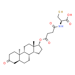 ChemSpider 2D Image | N-(4-Oxo-4-{[(5alpha,9beta,10alpha,14beta,17alpha)-3-oxoandrostan-17-yl]oxy}butanoyl)-L-cysteine | C26H39NO6S