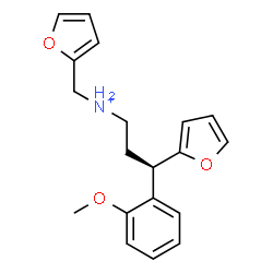 ChemSpider 2D Image | (3R)-3-(2-Furyl)-N-(2-furylmethyl)-3-(2-methoxyphenyl)-1-propanaminium | C19H22NO3