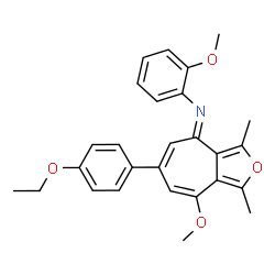 ChemSpider 2D Image | (4E)-6-(4-Ethoxyphenyl)-8-methoxy-N-(2-methoxyphenyl)-1,3-dimethyl-4H-cyclohepta[c]furan-4-imine | C27H27NO4