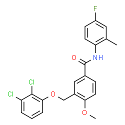 ChemSpider 2D Image | 3-[(2,3-Dichlorophenoxy)methyl]-N-(4-fluoro-2-methylphenyl)-4-methoxybenzamide | C22H18Cl2FNO3