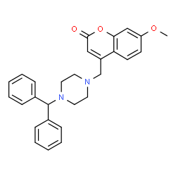 ChemSpider 2D Image | 4-{[4-(Diphenylmethyl)-1-piperazinyl]methyl}-7-methoxy-2H-chromen-2-one | C28H28N2O3