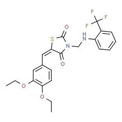 ChemSpider 2D Image | (5E)-5-(3,4-Diethoxybenzylidene)-3-({[2-(trifluoromethyl)phenyl]amino}methyl)-1,3-thiazolidine-2,4-dione | C22H21F3N2O4S