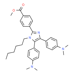ChemSpider 2D Image | Methyl 4-{4,5-bis[4-(dimethylamino)phenyl]-1-hexyl-1H-imidazol-2-yl}benzoate | C33H40N4O2