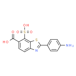 ChemSpider 2D Image | 2-(4-Aminophenyl)-7-sulfo-1,3-benzothiazole-6-carboxylic acid | C14H10N2O5S2