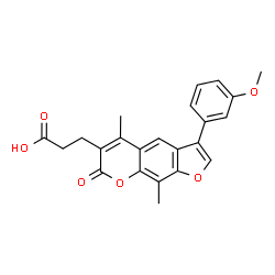 ChemSpider 2D Image | 3-[3-(3-Methoxyphenyl)-5,9-dimethyl-7-oxo-7H-furo[3,2-g]chromen-6-yl]propanoic acid | C23H20O6