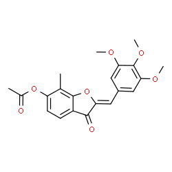 ChemSpider 2D Image | (2Z)-7-Methyl-3-oxo-2-(3,4,5-trimethoxybenzylidene)-2,3-dihydro-1-benzofuran-6-yl acetate | C21H20O7