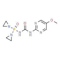 ChemSpider 2D Image | P,P-Bis(1-aziridinyl)-N-[(5-methoxy-2-pyrimidinyl)carbamoyl]phosphinic amide | C10H15N6O3P