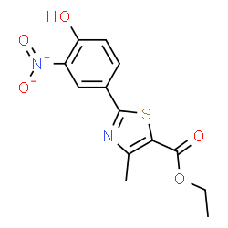 ChemSpider 2D Image | Ethyl 2-(4-hydroxy-3-nitrophenyl)-4-methylthiazole-5-carboxylate | C13H12N2O5S