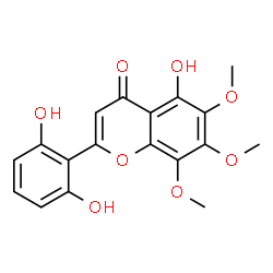 ChemSpider 2D Image | 2-(2,6-Dihydroxyphenyl)-5-hydroxy-6,7,8-trimethoxy-4H-chromen-4-one | C18H16O8