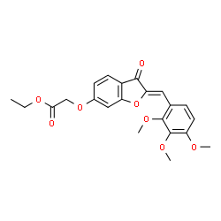 ChemSpider 2D Image | Ethyl {[(2Z)-3-oxo-2-(2,3,4-trimethoxybenzylidene)-2,3-dihydro-1-benzofuran-6-yl]oxy}acetate | C22H22O8