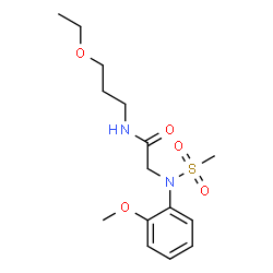 ChemSpider 2D Image | N-(3-Ethoxypropyl)-N~2~-(2-methoxyphenyl)-N~2~-(methylsulfonyl)glycinamide | C15H24N2O5S