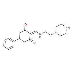 ChemSpider 2D Image | 5-Phenyl-2-({[2-(1-piperazinyl)ethyl]amino}methylene)-1,3-cyclohexanedione | C19H25N3O2