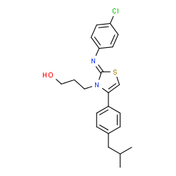 ChemSpider 2D Image | 3-[(2Z)-2-[(4-Chlorophenyl)imino]-4-(4-isobutylphenyl)-1,3-thiazol-3(2H)-yl]-1-propanol | C22H25ClN2OS