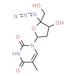 ChemSpider 2D Image | 1-[5-Azido-4-hydroxy-5-(hydroxymethyl)tetrahydro-2-furanyl]-5-methyl-2,4(1H,3H)-pyrimidinedione | C10H13N5O5