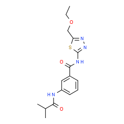 ChemSpider 2D Image | N-[5-(Ethoxymethyl)-1,3,4-thiadiazol-2-yl]-3-(isobutyrylamino)benzamide | C16H20N4O3S