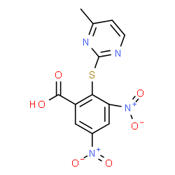 ChemSpider 2D Image | 2-[(4-Methyl-2-pyrimidinyl)sulfanyl]-3,5-dinitrobenzoic acid | C12H8N4O6S