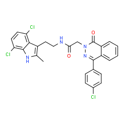 ChemSpider 2D Image | 2-[4-(4-Chlorophenyl)-1-oxo-2(1H)-phthalazinyl]-N-[2-(4,7-dichloro-2-methyl-1H-indol-3-yl)ethyl]acetamide | C27H21Cl3N4O2