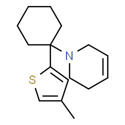 ChemSpider 2D Image | 1-[1-(4-Methyl-2-thienyl)cyclohexyl]-1,2,3,6-tetrahydropyridine | C16H23NS