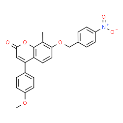 ChemSpider 2D Image | 4-(4-Methoxyphenyl)-8-methyl-7-[(4-nitrobenzyl)oxy]-2H-chromen-2-one | C24H19NO6