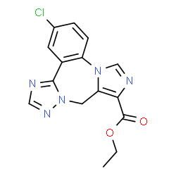ChemSpider 2D Image | Ethyl 3-chloro-9H-imidazo[1,5-a][1,2,4]triazolo[1,5-d][1,4]benzodiazepine-10-carboxylate | C15H12ClN5O2