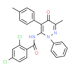 ChemSpider 2D Image | 2,4-Dichloro-N-[6-methyl-4-(4-methylphenyl)-5-oxo-2-phenyl-2,5-dihydro-3-pyridazinyl]benzamide | C25H19Cl2N3O2