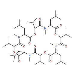 ChemSpider 2D Image | 3,9,15,21-Tetraisobutyl-6,12,18,24-tetraisopropyl-4,10,16,22-tetramethyl-1,7,13,19-tetraoxa-4,10,16,22-tetraazacyclotetracosane-2,5,8,11,14,17,20,23-octone | C48H84N4O12