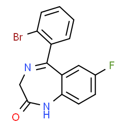 ChemSpider 2D Image | 5-(2-Bromophenyl)-7-fluoro-1,3-dihydro-2H-1,4-benzodiazepin-2-one | C15H10BrFN2O