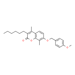 ChemSpider 2D Image | 3-Hexyl-7-[(4-methoxybenzyl)oxy]-4,8-dimethyl-2H-chromen-2-one | C25H30O4