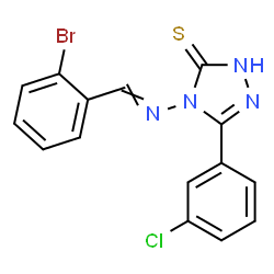ChemSpider 2D Image | 4-[(2-Bromobenzylidene)amino]-5-(3-chlorophenyl)-2,4-dihydro-3H-1,2,4-triazole-3-thione | C15H10BrClN4S