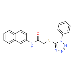ChemSpider 2D Image | N-(2-Naphthyl)-2-[(1-phenyl-1H-tetrazol-5-yl)sulfanyl]acetamide | C19H15N5OS
