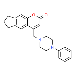 ChemSpider 2D Image | 4-[(4-Phenyl-1-piperazinyl)methyl]-7,8-dihydrocyclopenta[g]chromen-2(6H)-one | C23H24N2O2